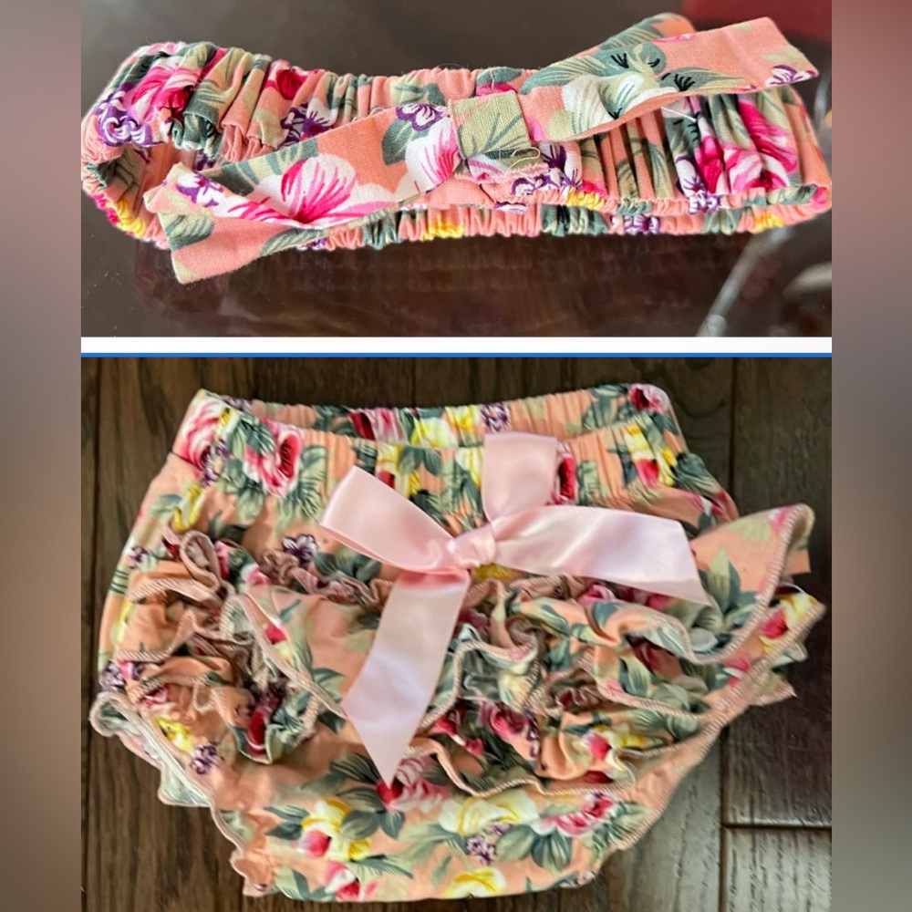 Ruffle bow bloomers and headband